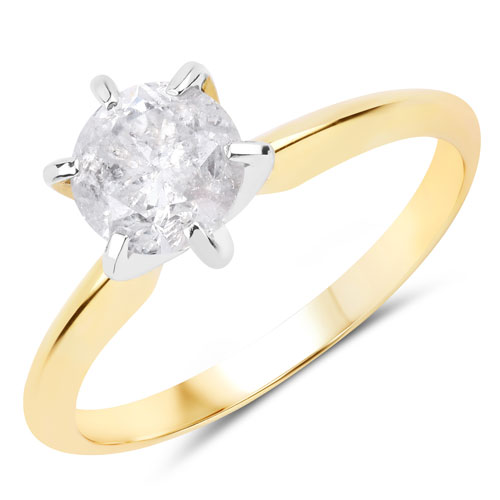 Diamond-1.02 Carat Genuine White Diamond 14K Yellow & White Gold Ring