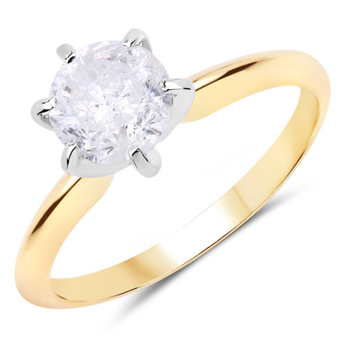 Diamond-1.11 Carat Genuine White Diamond 14K Yellow & White Gold Ring