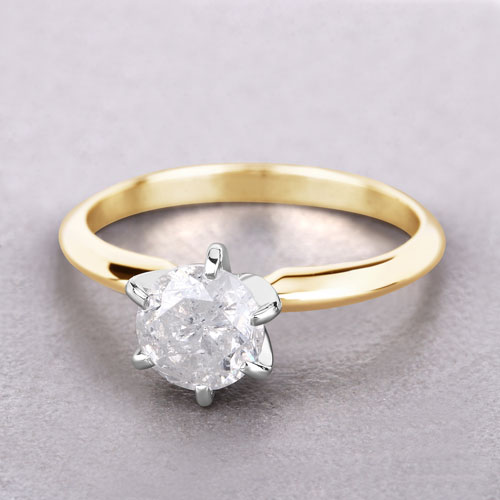 1.11 Carat Genuine White Diamond 14K Yellow & White Gold Ring