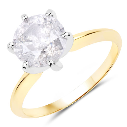 Diamond-2.02 Carat Genuine White Diamond 14K Yellow & White Gold Ring