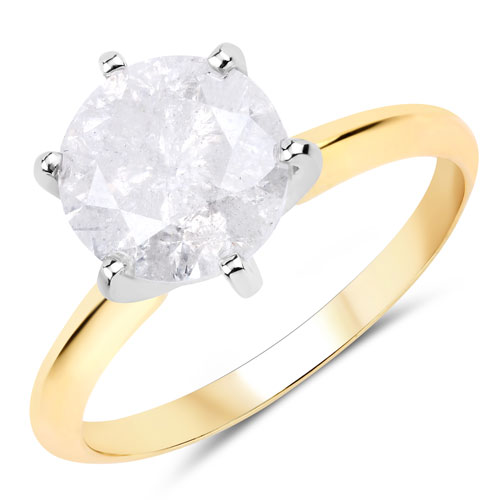 Diamond-2.59 Carat Genuine White Diamond 14K Yellow & White Gold Ring