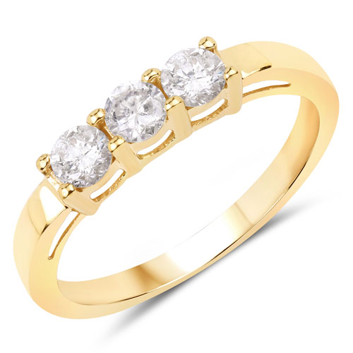Diamond-0.49 Carat Genuine White Diamond 14K Yellow Gold Ring