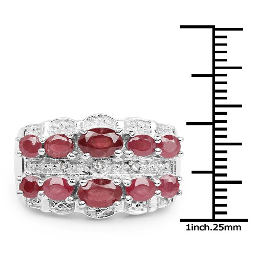2.41 Carat Genuine Glass Filled Ruby & White Topaz .925 Sterling Silver Ring