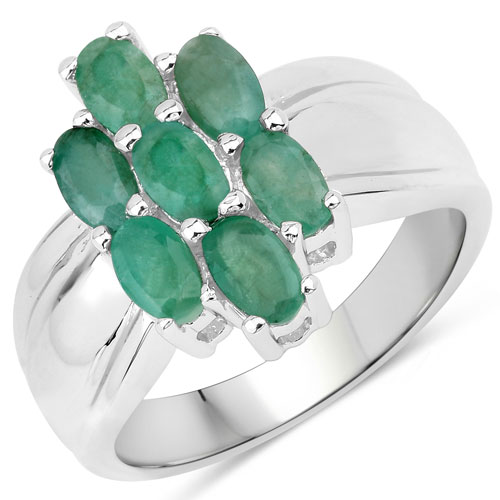 Emerald-1.40 Carat Genuine Emerald .925 Sterling Silver Ring