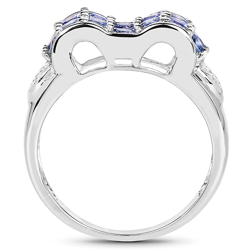 1.12 Carat Genuine Tanzanite .925 Sterling Silver Ring