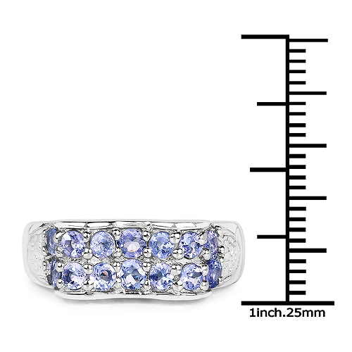 1.12 Carat Genuine Tanzanite .925 Sterling Silver Ring