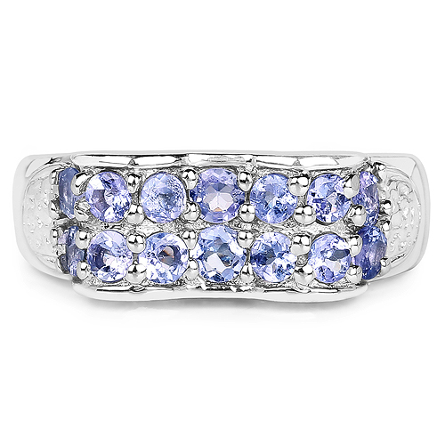 1.12 Carat Genuine Tanzanite .925 Sterling Silver Ring