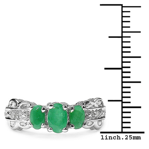 0.92 Carat Genuine Emerald and 0.01 ct.t.w Genuine Diamond Accents Sterling Silver Ring