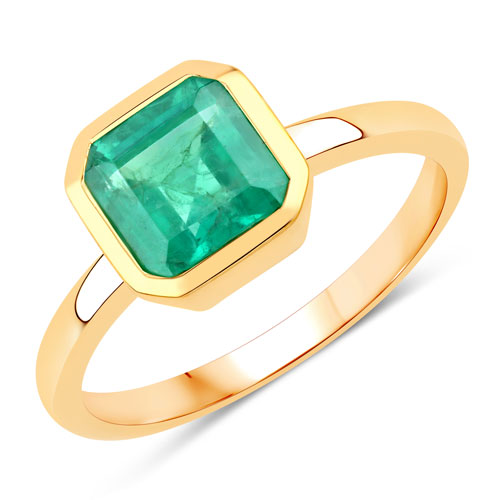 Emerald-1.76 Carat Created Emerald .925 Sterling Silver Ring