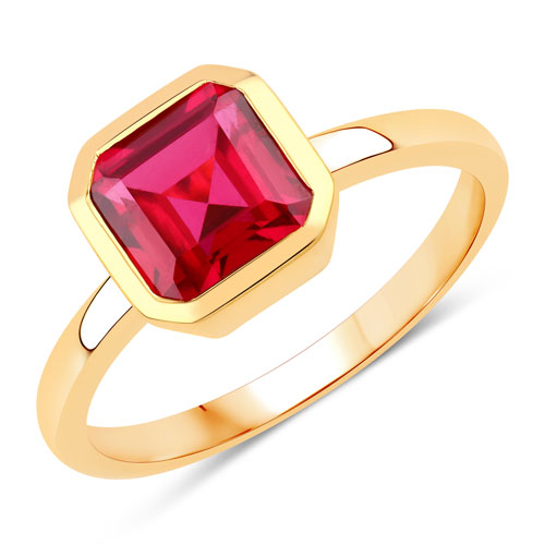 Ruby-2.33 Carat Created Ruby .925 Sterling Silver Ring