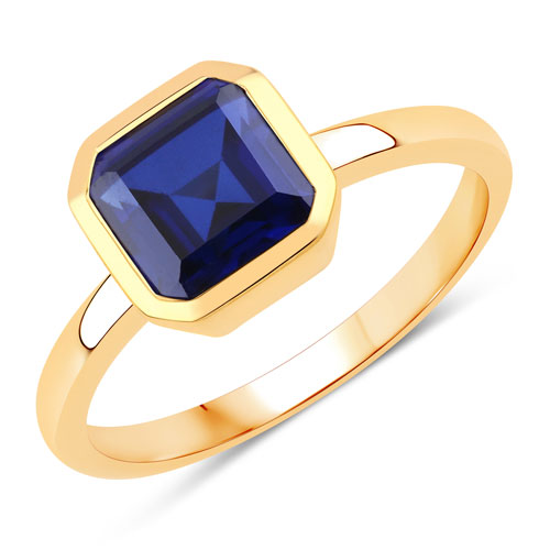 Sapphire-2.42 Carat Created Blue Sapphire .925 Sterling Silver Ring