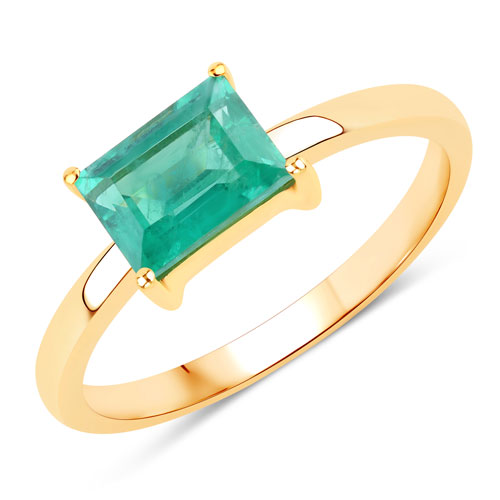 Emerald-1.36 Carat Created Emerald .925 Sterling Silver Ring