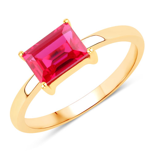 Ruby-1.54 Carat Created Ruby .925 Sterling Silver Ring