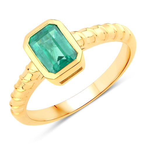 Emerald-1.11 Carat Created Emerald .925 Sterling Silver Ring