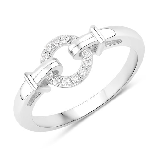 Rings-0.14 Carat Genuine White Topaz .925 Sterling Silver Ring