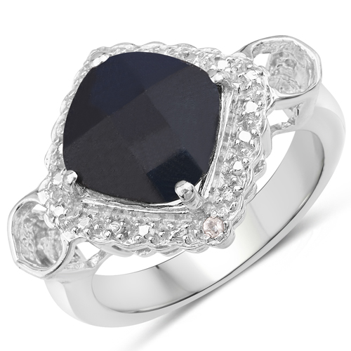 Sapphire-5.55 Carat Dyed Sapphire .925 Sterling Silver Ring