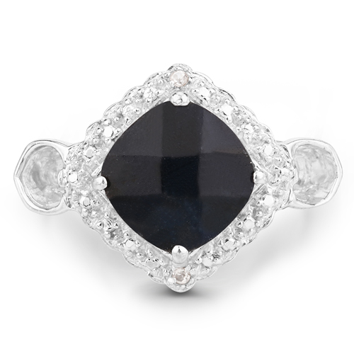 5.55 Carat Dyed Sapphire .925 Sterling Silver Ring
