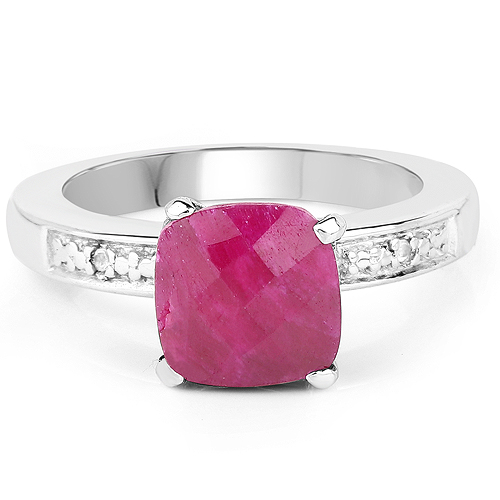 3.70 Carat Dyed Ruby and White Topaz .925 Sterling Silver Ring