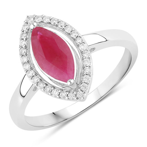 Ruby-1.52 Carat Genuine Ruby and White Diamond 10K White Gold Ring