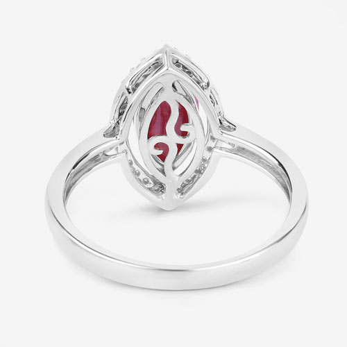 1.52 Carat Genuine Ruby and White Diamond 10K White Gold Ring