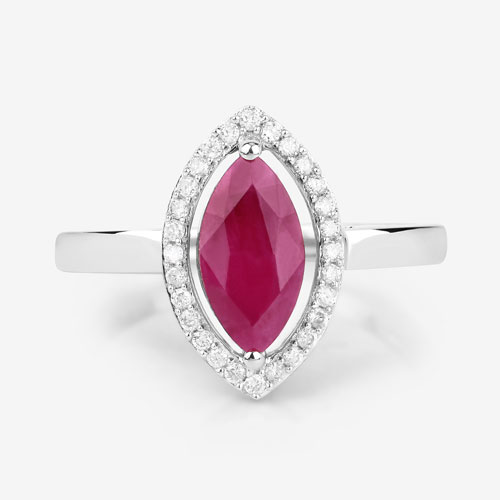 1.52 Carat Genuine Ruby and White Diamond 10K White Gold Ring