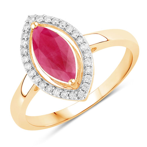 Ruby-1.52 Carat Genuine Ruby and White Diamond 10K Yellow Gold Ring