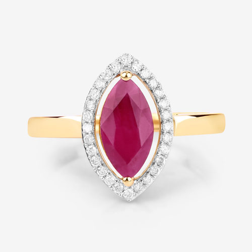 1.52 Carat Genuine Ruby and White Diamond 10K Yellow Gold Ring