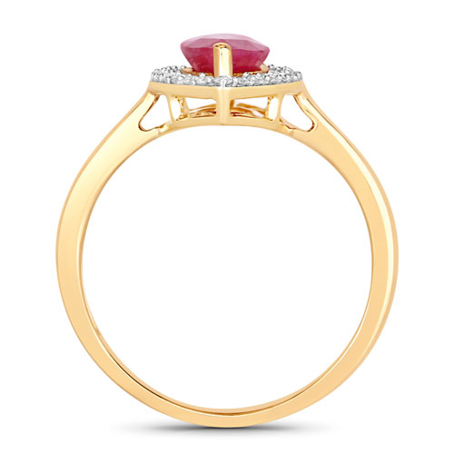1.52 Carat Genuine Ruby and White Diamond 10K Yellow Gold Ring