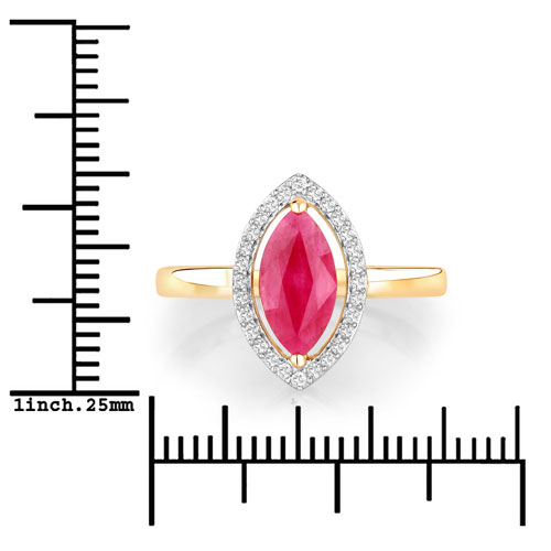 1.52 Carat Genuine Ruby and White Diamond 10K Yellow Gold Ring