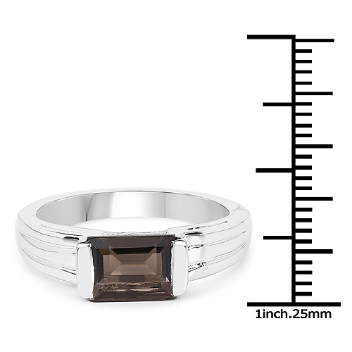1.62 Carat Genuine Smoky Quartz .925 Sterling Silver Ring