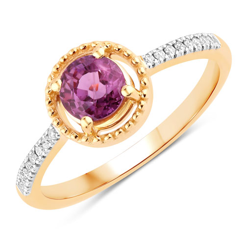 Ruby-0.92 Carat Genuine Ruby and White Diamond 14K Yellow Gold Ring