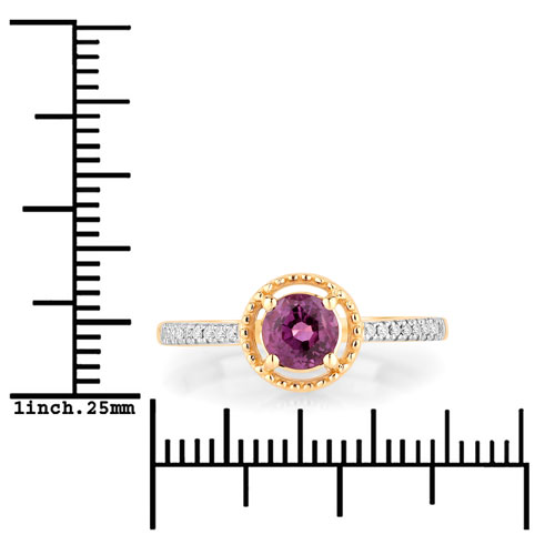 0.92 Carat Genuine Ruby and White Diamond 14K Yellow Gold Ring