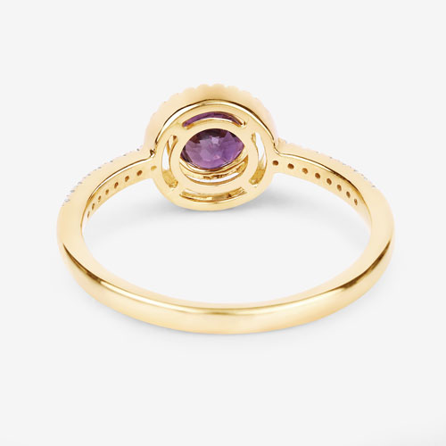 0.92 Carat Genuine Ruby and White Diamond 14K Yellow Gold Ring