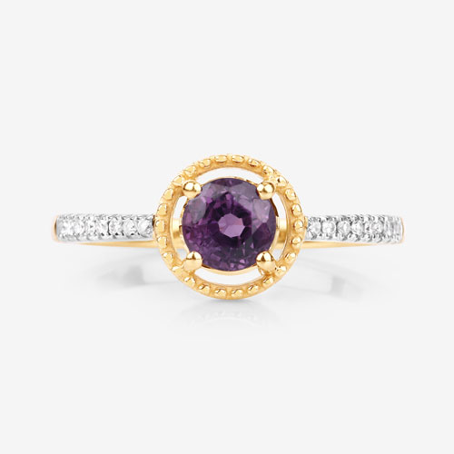 0.92 Carat Genuine Ruby and White Diamond 14K Yellow Gold Ring