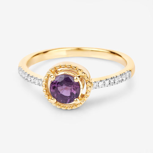 0.92 Carat Genuine Ruby and White Diamond 14K Yellow Gold Ring