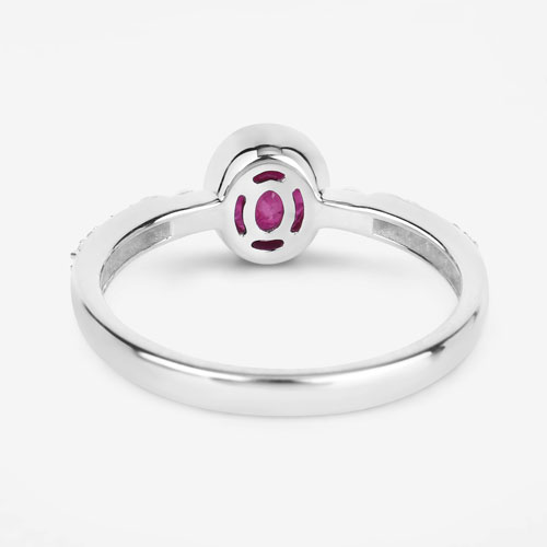 1.00 Carat Genuine Ruby and White Diamond 14K White Gold Ring