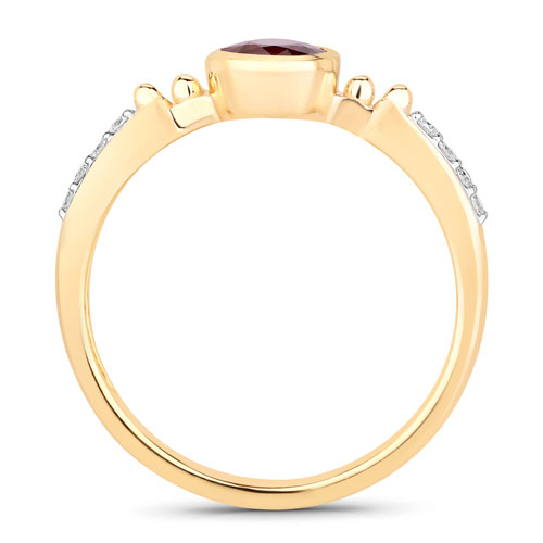 1.00 Carat Genuine Ruby and White Diamond 14K Yellow Gold Ring