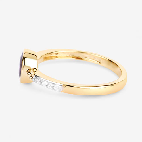 1.00 Carat Genuine Ruby and White Diamond 14K Yellow Gold Ring