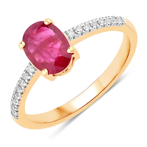 Ruby-1.43 Carat Genuine Ruby and White Diamond 14K Yellow Gold Ring