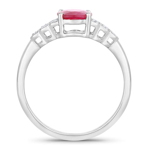 1.52 Carat Genuine Ruby and White Diamond 14K White Gold Ring