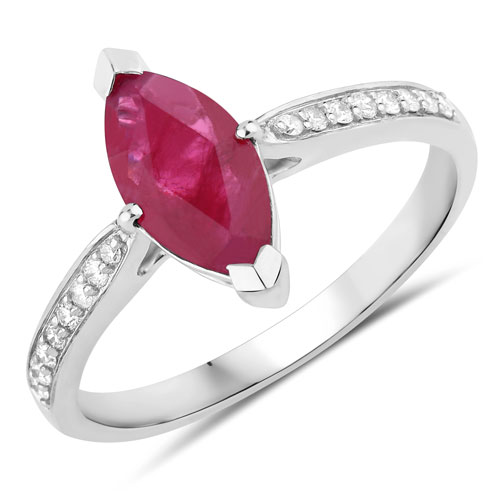 Ruby-1.51 Carat Genuine Ruby and White Diamond 14K White Gold Ring