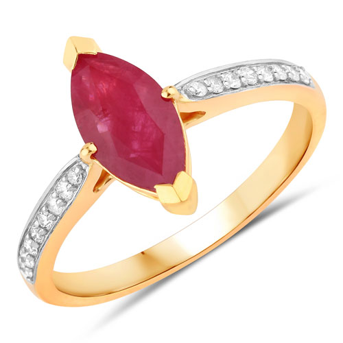 Ruby-1.51 Carat Genuine Ruby and White Diamond 14K Yellow Gold Ring