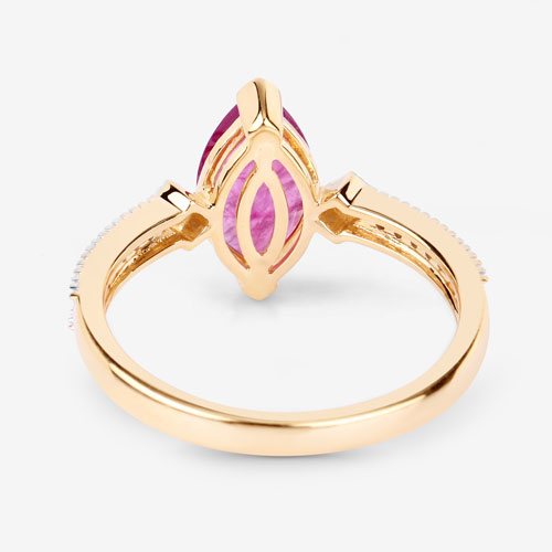 1.01 Carat Genuine Ruby and White Diamond 14K Yellow Gold Ring