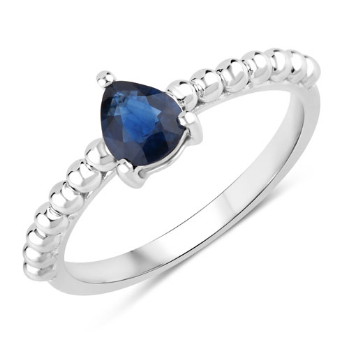 Sapphire-0.50 Carat Genuine Blue Sapphire 14K White Gold Ring