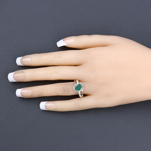 1.62 Carat Genuine Zambian Emerald and White Diamond 14K Yellow Gold Ring