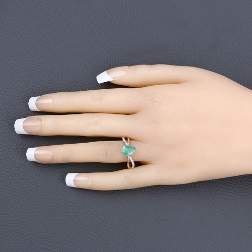 1.44 Carat Genuine Zambian Emerald and White Diamond 14K Yellow Gold Ring