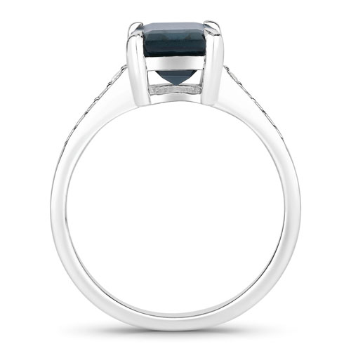 2.83 Carat Genuine London Blue Topaz and Lab Grown Diamond .925 Sterling Silver Ring