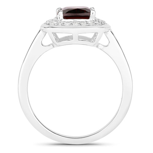 2.64 Carat Genuine Mozambique Garnet and Lab Grown Diamond .925 Sterling Silver Ring