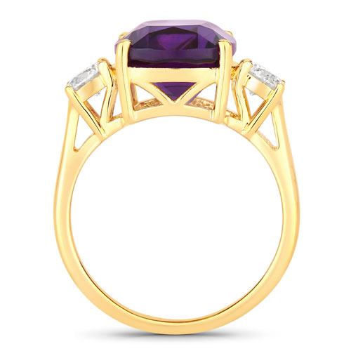 4.70 Carat Amethyst and Lab Grown Diamond .925 Sterling Silver Ring