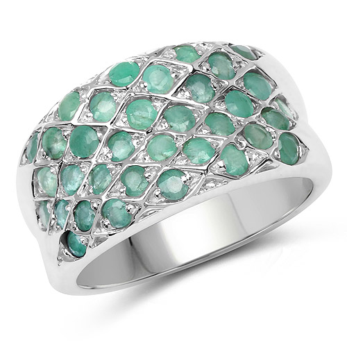 Emerald-1.02 Carat Genuine Emerald .925 Sterling Silver Ring